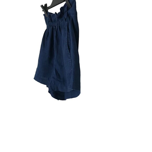 Aritzia Wilfred 100% Linen Navy Blue Gelas High Waisted Paper-bag Shorts Size 0 - Picture 5 of 8